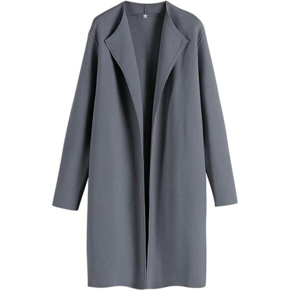 Women's Long Cardigans Sweater Blazer Jacket Coat Grey - Picture 1 of 7